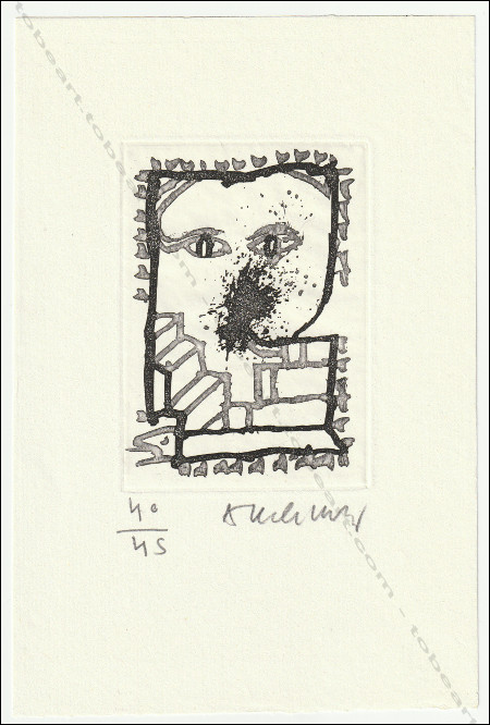 Gravure originale de Pierre ALECHINSKY - Baluchon et ricochets. Paris, Gallimard, 1994.