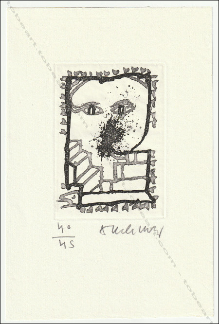 Gravure originale de Pierre ALECHINSKY- Baluchon et ricochets. Paris, Gallimard, 1994.