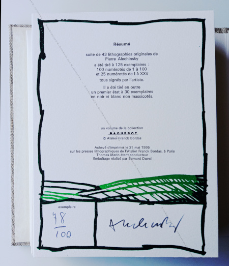 Lithographie originale de Pierre ALECHINSKY. Résumé. Paris, Atelier Franck Bordas, 1997.