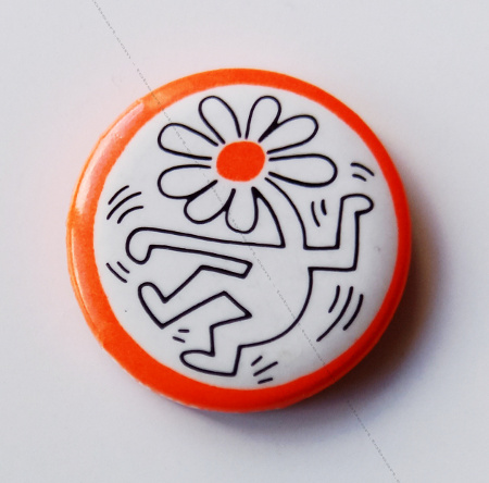 Badge Vintage de Keith Haring - Flower head.