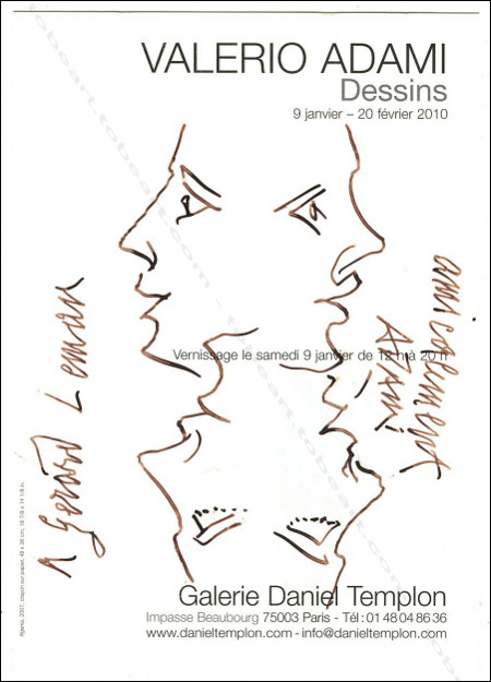 Valerio ADAMI. Dessin dédicace original signé.