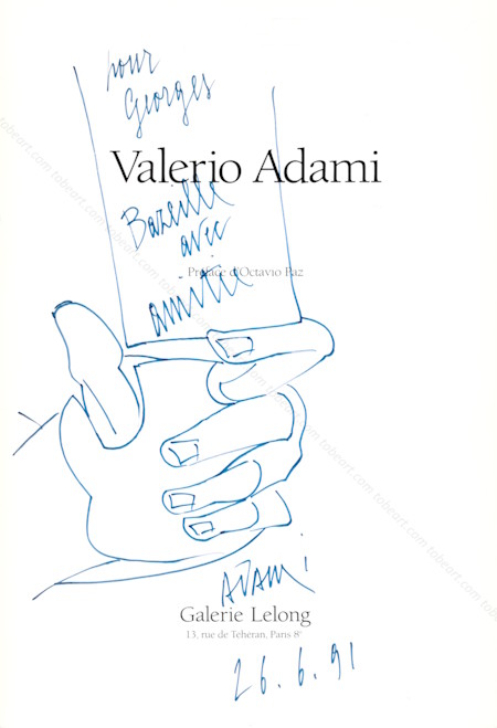 Valerio ADAMI. Dessin dédicace original signé.