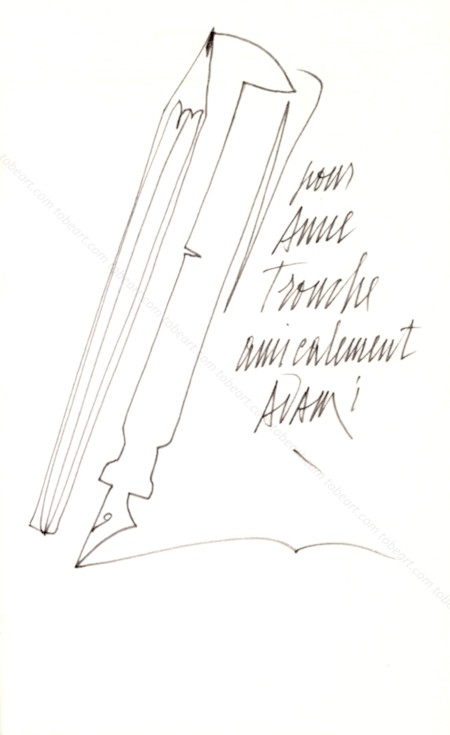Valerio ADAMI. Dessin dédicace original signé.
