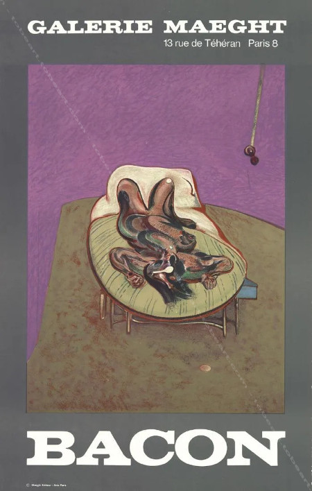 Francis Bacon - Personnage couch. Affiche d'exposition originale / Original exhibition poster. Paris, Galerie Maeght, 1966.