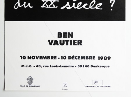 BEN VAUTIER. Affiche originale / Original poster. Dunkerque, Galerie Le regard sans cran d'arrt, 1989.