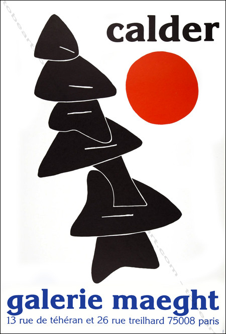 Alexander CALDER - Stabile noir et soleil rouge. Affiche originale en lithographie. Paris, Galerie Maeght, 1976.