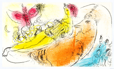Marc CHAGALL - L'accordéoniste. Lithographie originale / Original lithograph, 1957.