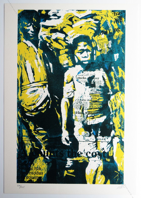 Bruce CLARKE - Pour le peuple Sud Africain. Sérigraphie originale, Association RNCA, 1994.