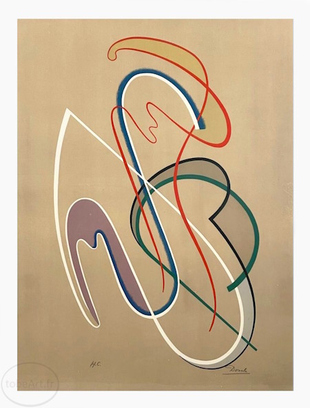Csar DOMELA. Lithographie originale / original lithograph, Composition - 1975.