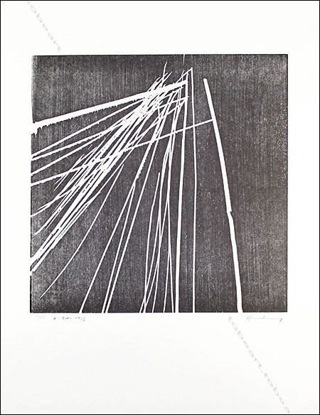 Hans HARTUNG - ESTAMPES : bois gravé original H-21-1973 / FINE ART PRINTS : Original woodcut H-21-1973.