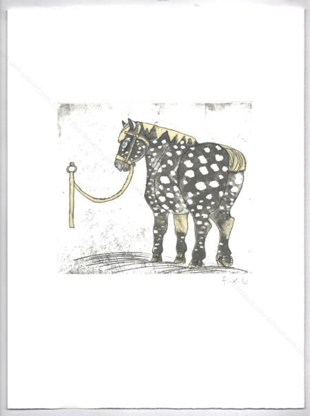 Gravure originale de François-Xavier Lalanne - Le cheval. 