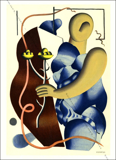 Fernand LÉGER - Femme tenant une fleur - lithographie / lithograph, 1955.