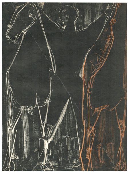 Marino MARINI - Chevaux et cavalier. Lithgraphie originale / Original Lithograph. Paris, XXe Sicle, 1951.