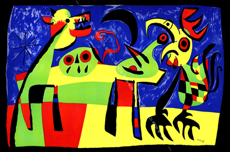 Joan MIRÓ - Chien Aboyant à la Lune / Dog Barking At The Moon. Lithgraphie originale / original lithograph, 1952.