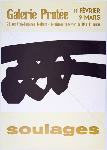 Pierre SOULAGES. Affiche originale / Original poster. Toulouse, Galerie Prote, 1972.