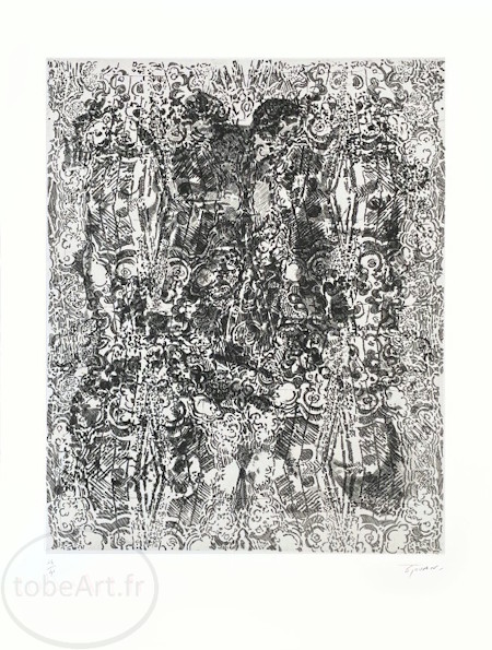 Franois ROUAN. Gravure originale / original etching, Selon ses faces II - 1993.